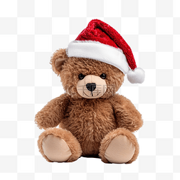 毛茸茸的小熊图片_戴着红色圣诞帽的小可爱棕色泰迪