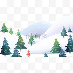 雪山雪图片_圣诞冬季森林剪贴画