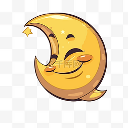 新月剪贴画黄色笑脸月亮笑脸与星
