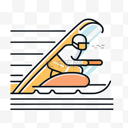 滑雪者icon图片_滑雪者带着滑雪板在水面上 向量