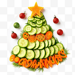 一盘番茄图片_有趣的可食用圣诞树，由黄瓜和胡