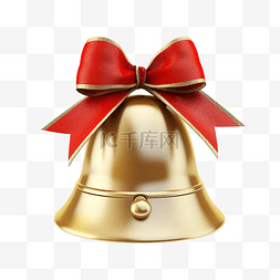红丝带蝴蝶结和圣诞装饰的金铃