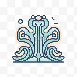 非常程式化的章鱼和树符号 向量