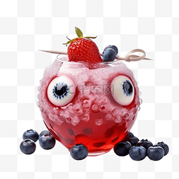 红色蓝莓图片_红色万圣节鸡尾酒，配荔枝和蓝莓