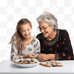 孙女图片_孙女和母亲在圣诞节做饼干