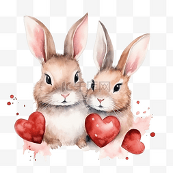 兔子爱上心画水彩