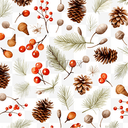圣诞节自然图案与罗文浆果