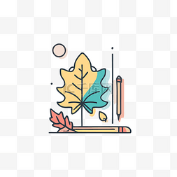 颜色和秋天的树叶图标说明 向量