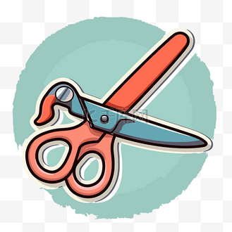 淡绿色背景上带粉色手柄的卡通剪刀 向量