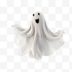 装饰浮动图片_3D 渲染插图可怕的白色鬼魂伸出舌