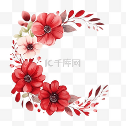 粉色植物花框图片_水彩红色花框