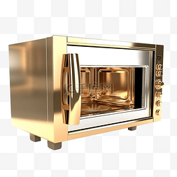 烤箱手图片_豪华金烤箱或微波炉 3D 插图