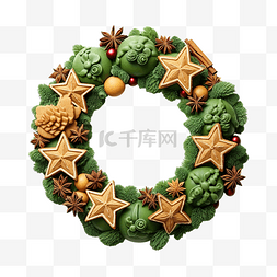 k图片_用饼干模具制成的圣诞花环