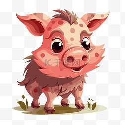 猪剪贴画可爱的卡通猪在草丛中 