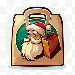卡通圣诞圣诞老人在纸购物袋矢量