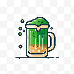啤酒高清图片_带泡沫的绿色啤酒图标 向量