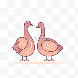 用火图片_粉色和白色插图中的两对鹅 向量