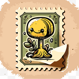 邮票描绘了一个可爱的根菜剪贴画