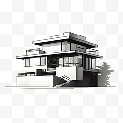 简约风格的两层房屋建筑插图