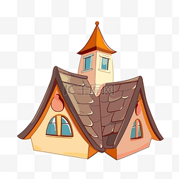 屋顶剪贴画卡通房子与瓦屋顶矢量