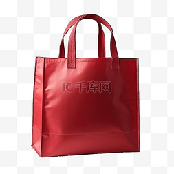 帆布包红色图片_红色购物袋与样机剪切路径隔离