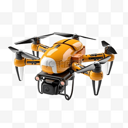 无人机运输图片_3d 渲染橙色快递员站在无人机摩托