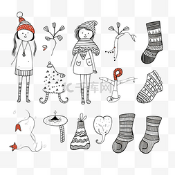 穿袜子的女孩涂鸦套装用于戏剧表