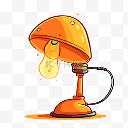 蘑菇桌子图片_灯剪贴画卡通橙色灯坐在桌子上，