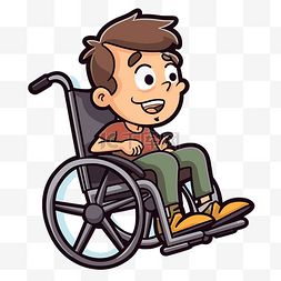 一个男孩坐在轮椅上的图片 向量