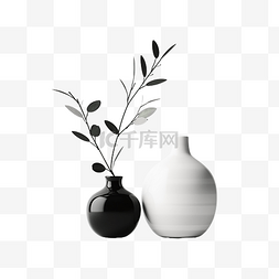 有植物分支的抽象简约花瓶