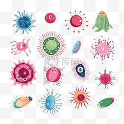 类型图片_扁平病毒病菌和细菌微生物类型和