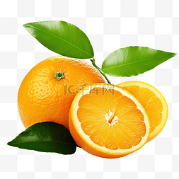 水果柠檬切片图片_橙色水果和切片半叶分离