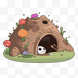 洞穴剪贴画有趣的卡通老鼠坐在兔