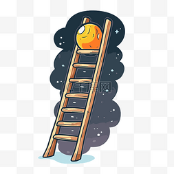 卡通梯子上有一个橙色的球 向量
