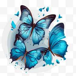 三色贴纸图片_藍色蝴蝶 向量