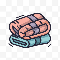 两条不同颜色的毛巾折叠在一起 