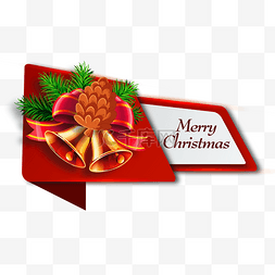 红色松果图片_圣诞节装饰小标签横图松果
