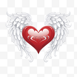 天使涂鸦图片_带天使翅膀的心插画