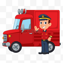 红色集装箱图片_邮递员卡车剪贴画卡通平面紧急服