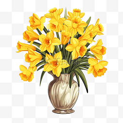 装饰品图片_花瓶里的一束黄色水仙花插图