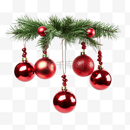 冷杉树枝上挂着的圣诞装饰球