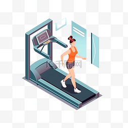 可爱跑步机图片_带跑步机等轴图的日常锻炼健身房