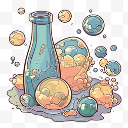 瓶子里的水果图片_肥皂和瓶子里的气泡的起泡剪贴画