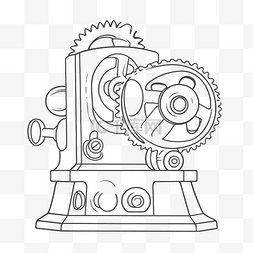 机器手线条图片_齿轮传动机器着色页草图的轮廓图