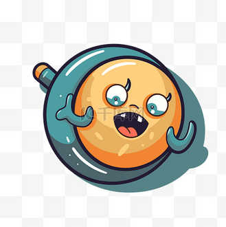 一个拿着瓶子的愤怒小星球剪贴画 向量