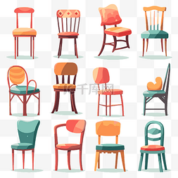 椅子剪贴画集白色背景上的彩色椅
