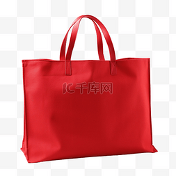 帆布包红色图片_红色帆布购物袋与样机剪切路径隔