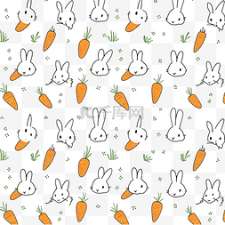 复活节兔子和胡萝卜的线性图案