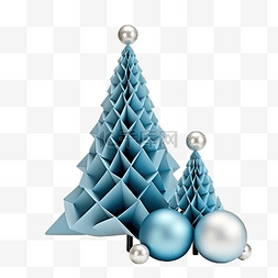 蓝球logo图片_蓝纸圣诞树和银球的组合物