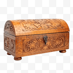 一个带有传统艺术雕刻的木制棺材